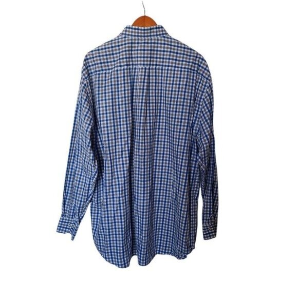 Peter Millar Dress Button Down Shirt White Blue Gray Check XXL‎ 100% Cotton - Picture 7 of 9